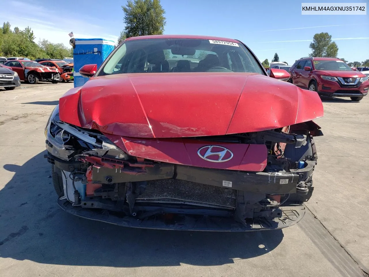 KMHLM4AGXNU351742 2022 Hyundai Elantra Sel