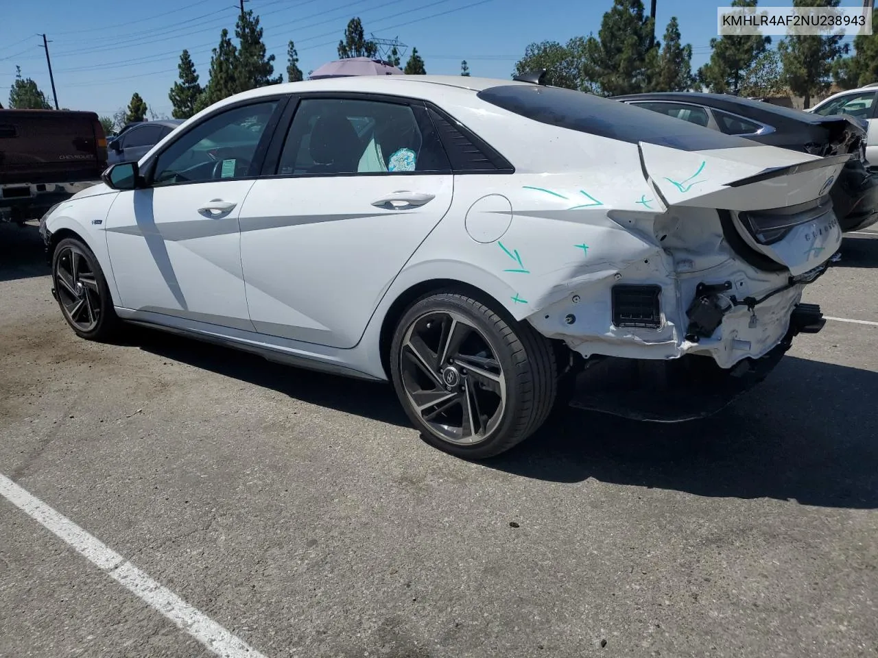 KMHLR4AF2NU238943 2022 Hyundai Elantra N Line