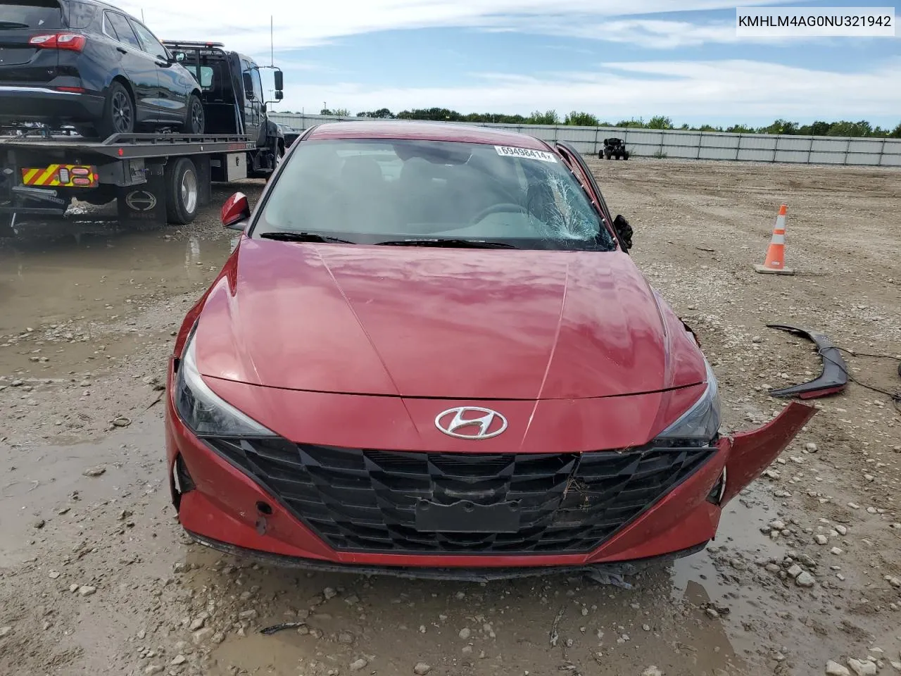 2022 Hyundai Elantra Sel VIN: KMHLM4AG0NU321942 Lot: 69498414