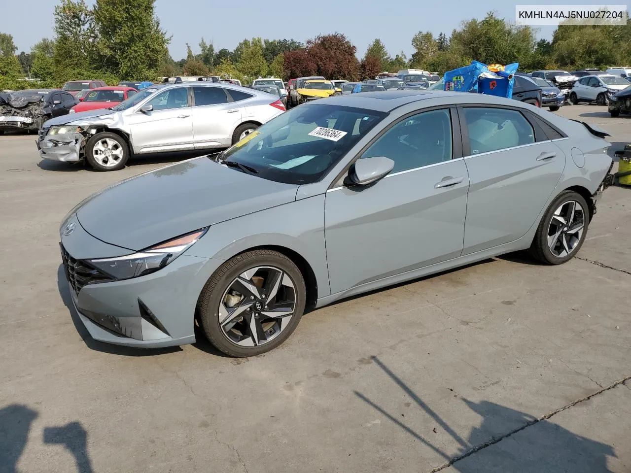 2022 Hyundai Elantra Limited VIN: KMHLN4AJ5NU027204 Lot: 70286364