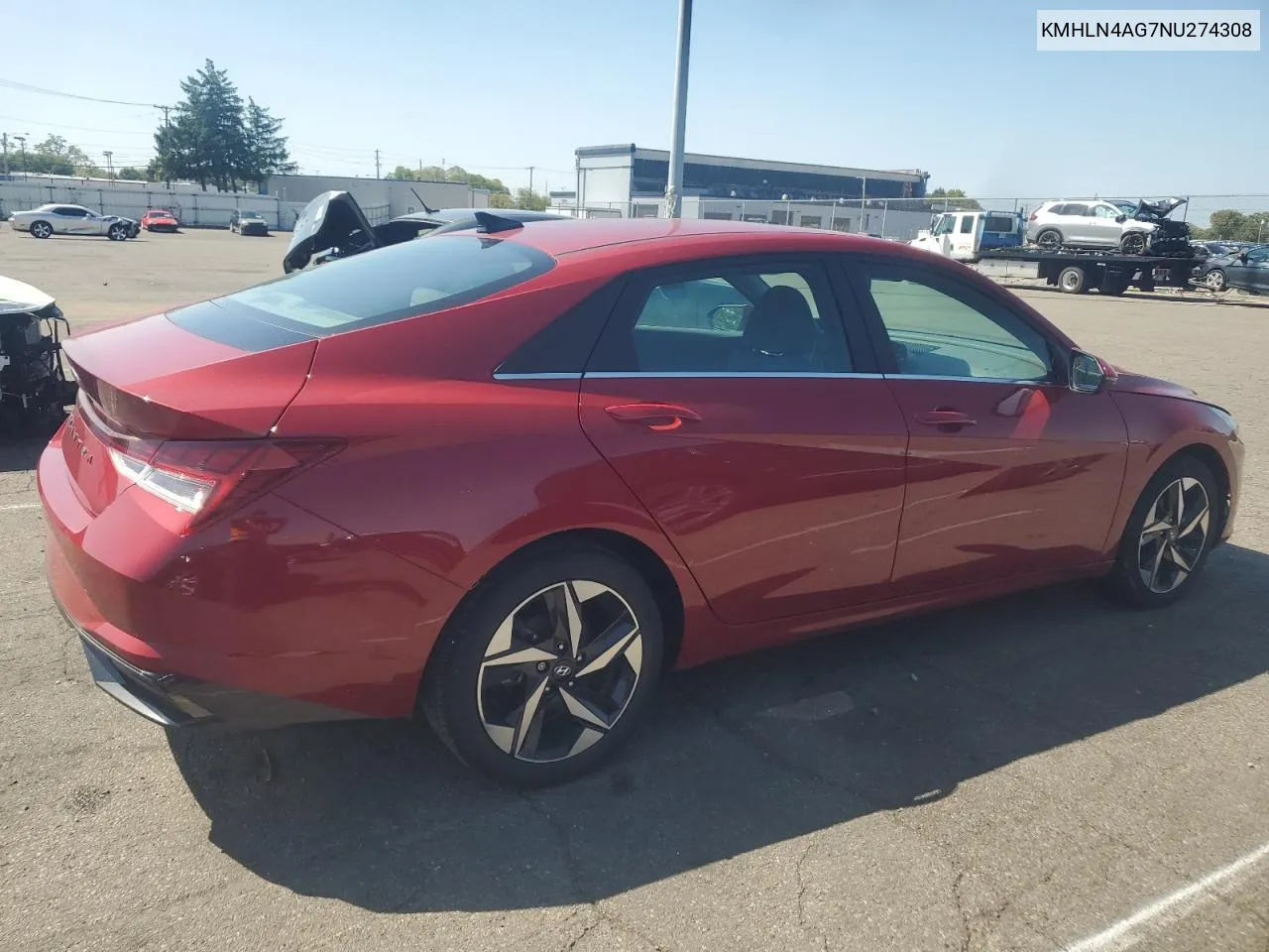 2022 Hyundai Elantra Sel VIN: KMHLN4AG7NU274308 Lot: 70853834