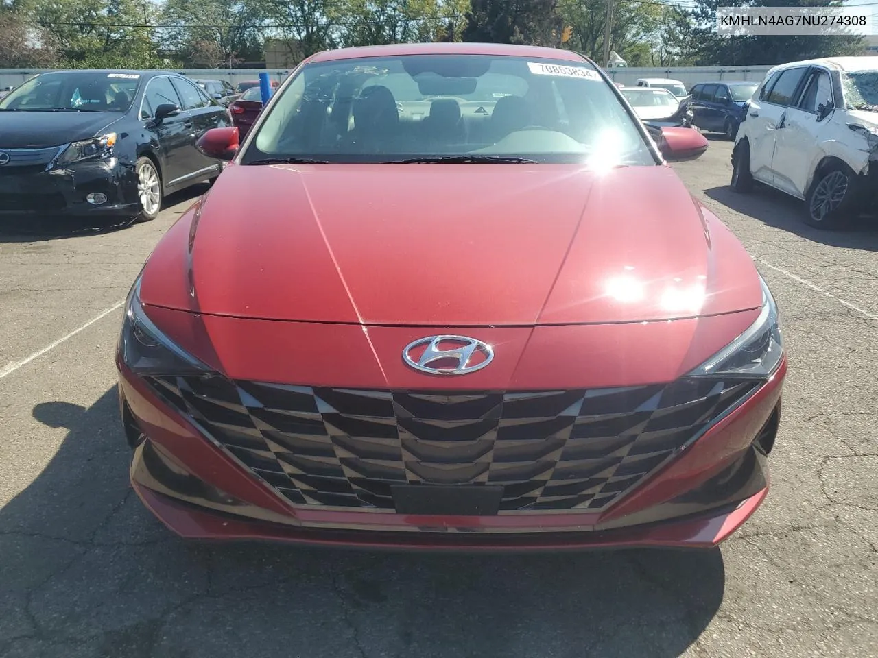 2022 Hyundai Elantra Sel VIN: KMHLN4AG7NU274308 Lot: 70853834