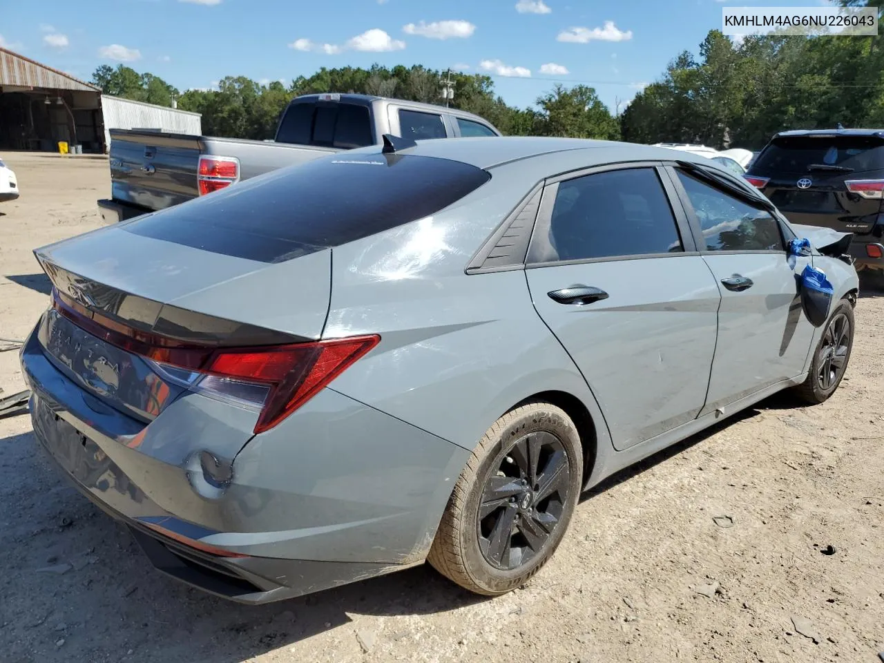 2022 Hyundai Elantra Sel VIN: KMHLM4AG6NU226043 Lot: 70988284