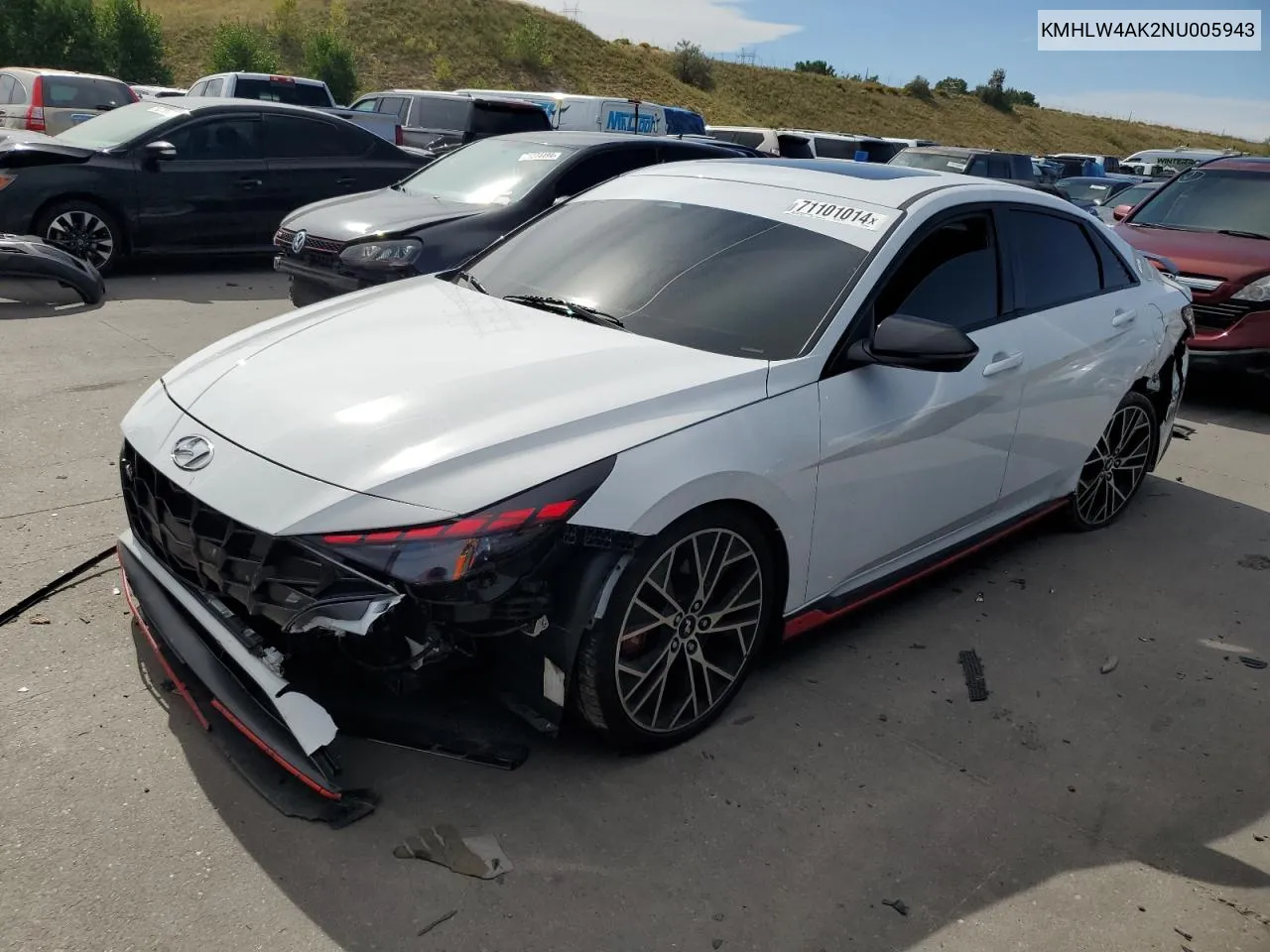 2022 Hyundai Elantra N VIN: KMHLW4AK2NU005943 Lot: 71101014