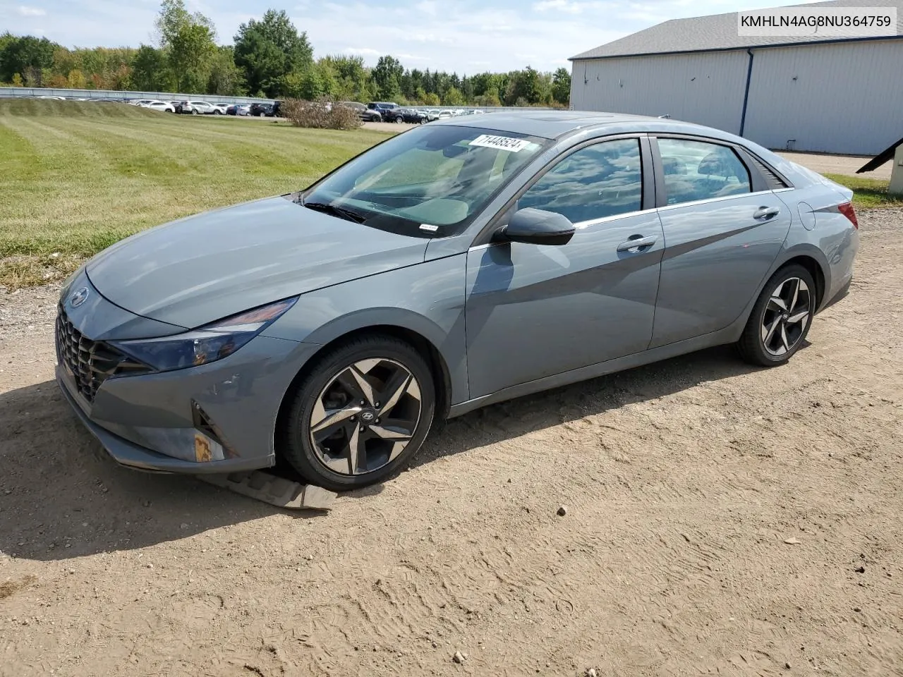 2022 Hyundai Elantra Sel VIN: KMHLN4AG8NU364759 Lot: 71448524