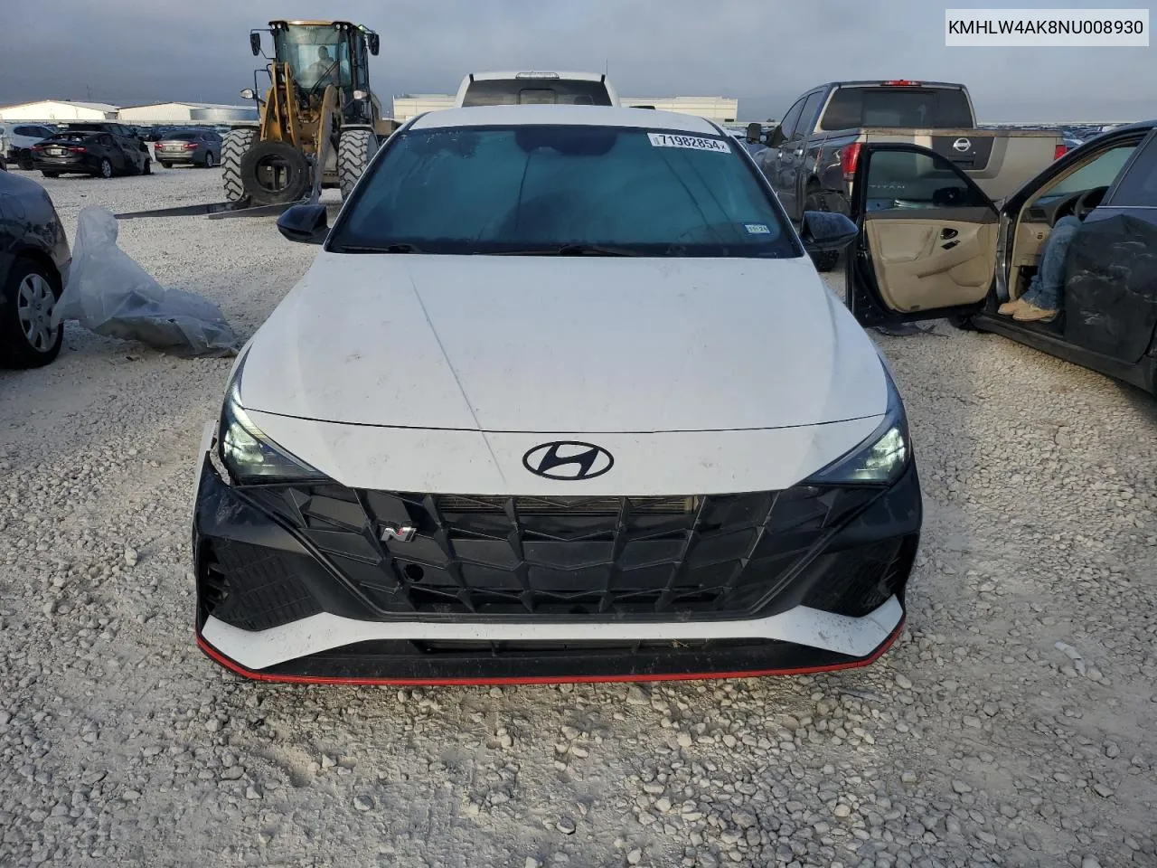 2022 Hyundai Elantra N VIN: KMHLW4AK8NU008930 Lot: 71982854