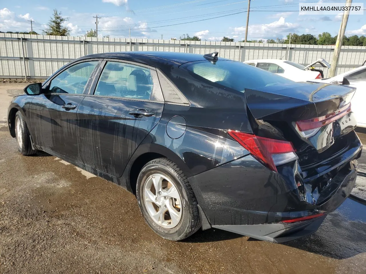 2022 Hyundai Elantra Se VIN: KMHLL4AG4NU337757 Lot: 72031674