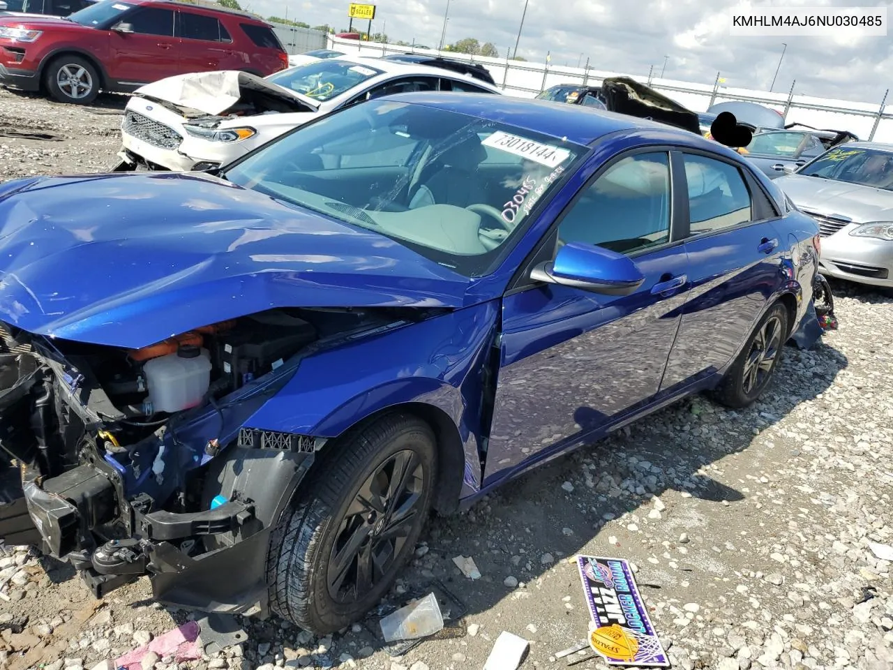 KMHLM4AJ6NU030485 2022 Hyundai Elantra Blue