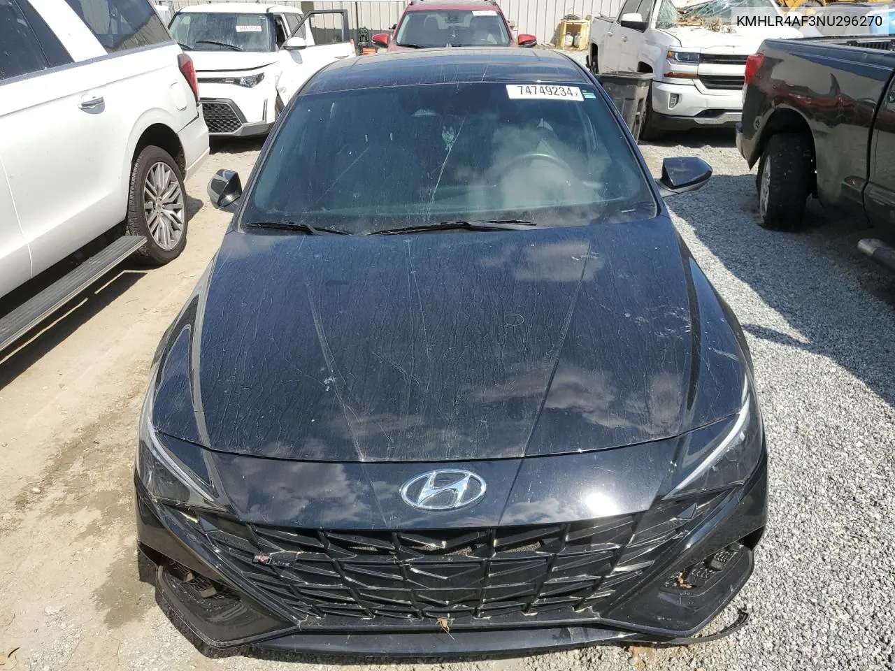 2022 Hyundai Elantra N Line VIN: KMHLR4AF3NU296270 Lot: 74749234