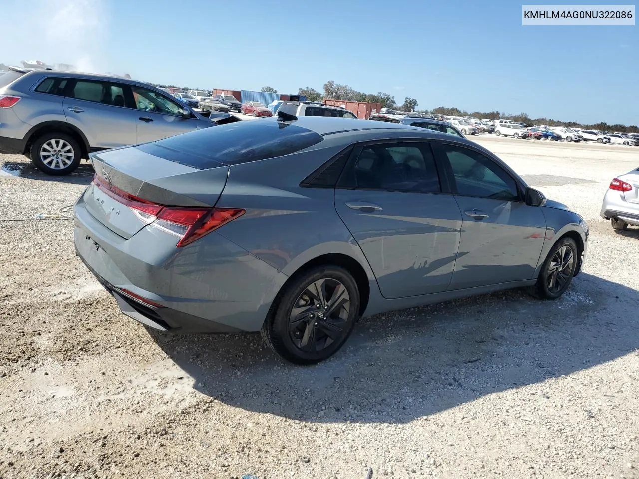 2022 Hyundai Elantra Sel VIN: KMHLM4AG0NU322086 Lot: 75283864