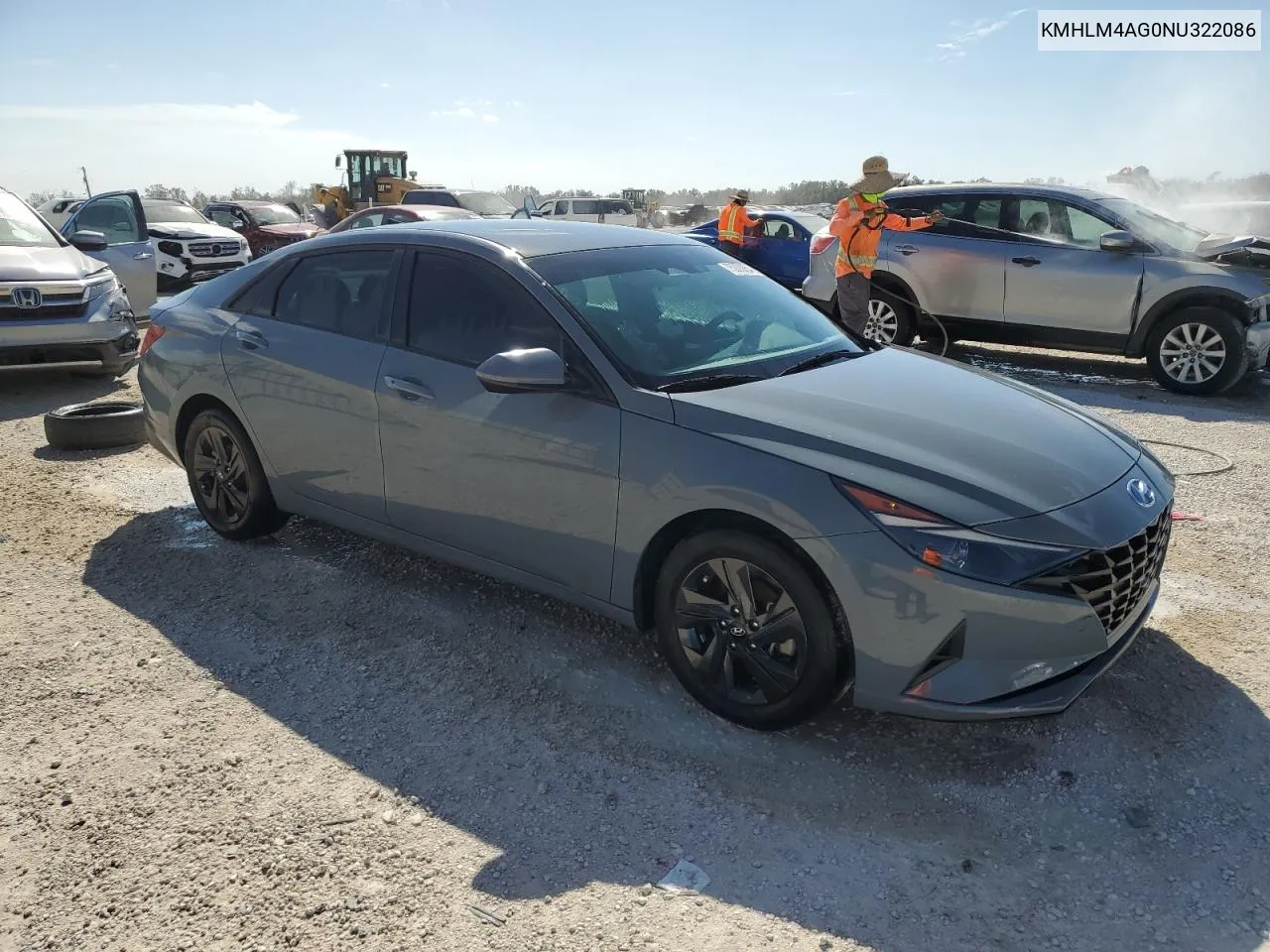 2022 Hyundai Elantra Sel VIN: KMHLM4AG0NU322086 Lot: 75283864