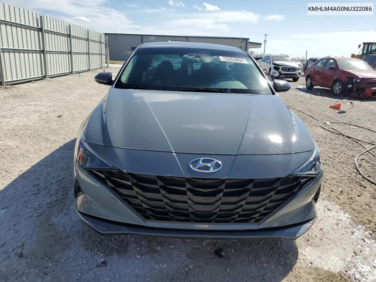 2022 Hyundai Elantra Sel VIN: KMHLM4AG0NU322086 Lot: 75283864