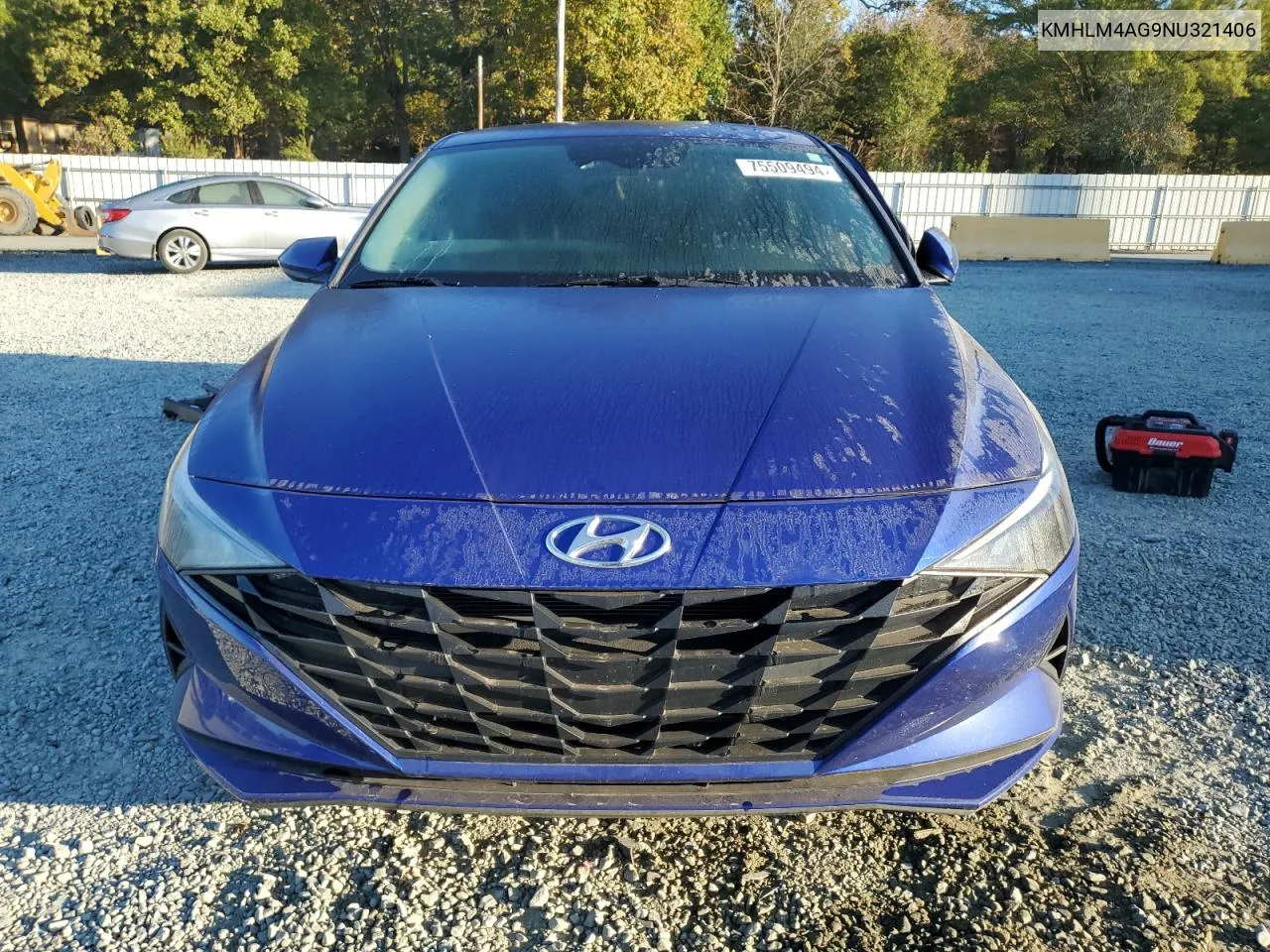 2022 Hyundai Elantra Sel VIN: KMHLM4AG9NU321406 Lot: 75509494