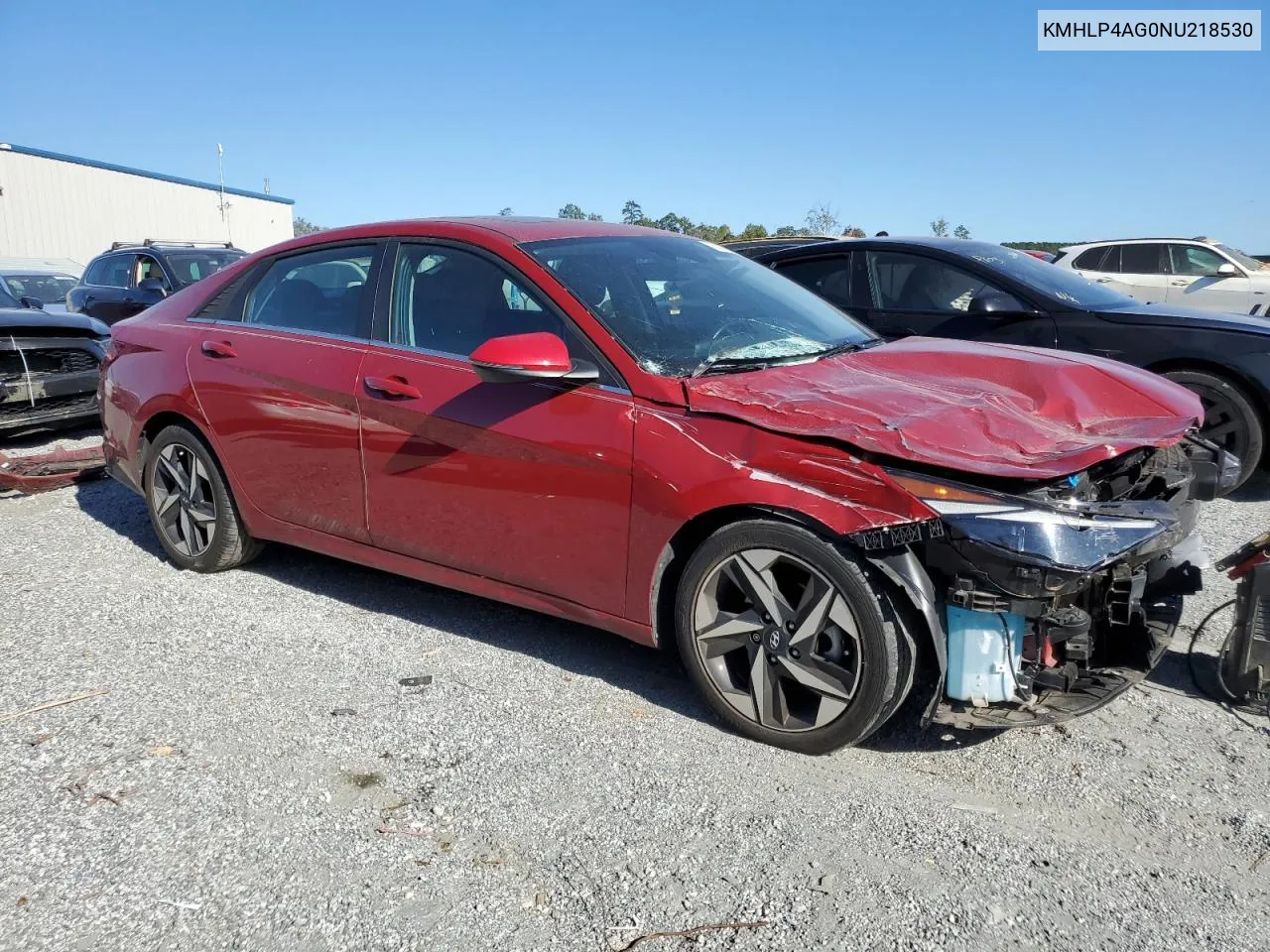 2022 Hyundai Elantra Limited VIN: KMHLP4AG0NU218530 Lot: 76308254