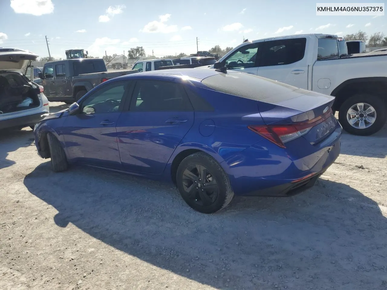 2022 Hyundai Elantra Sel VIN: KMHLM4AG6NU357375 Lot: 76466164