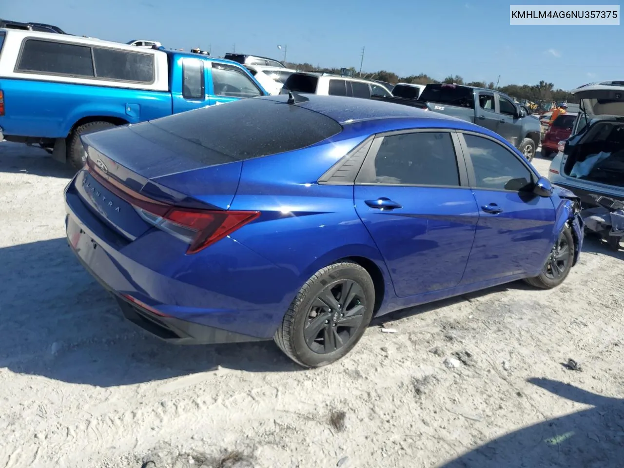 2022 Hyundai Elantra Sel VIN: KMHLM4AG6NU357375 Lot: 76466164