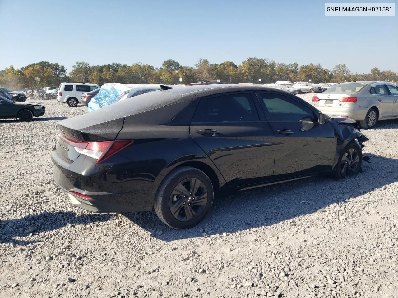 2022 Hyundai Elantra Sel VIN: 5NPLM4AG5NH071581 Lot: 77405474