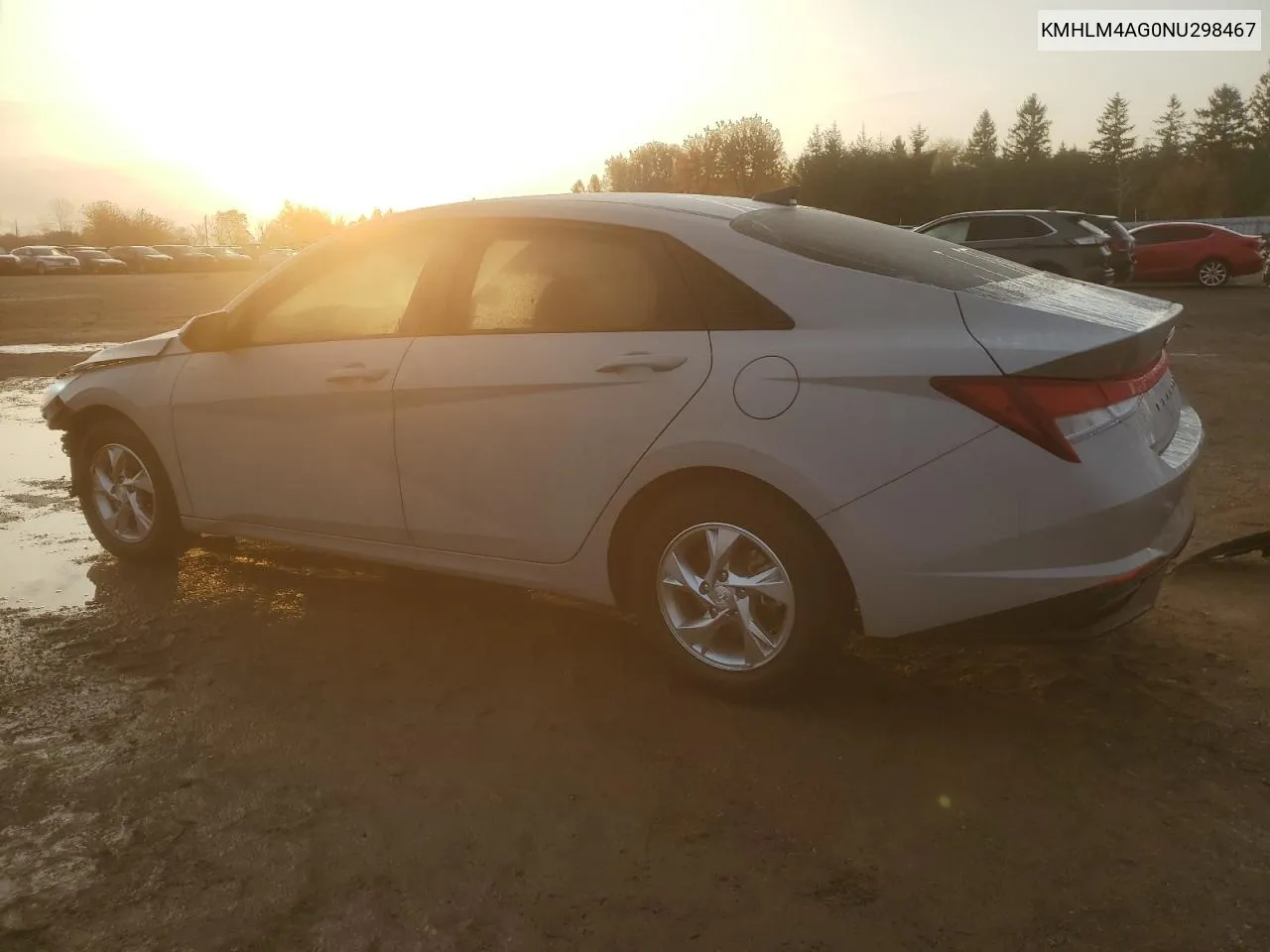 2022 Hyundai Elantra Sel VIN: KMHLM4AG0NU298467 Lot: 78375054