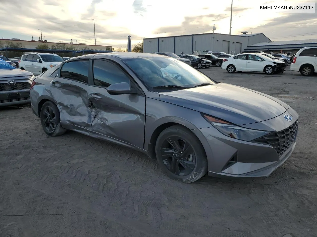 2022 Hyundai Elantra Sel VIN: KMHLM4AG5NU337117 Lot: 78871054