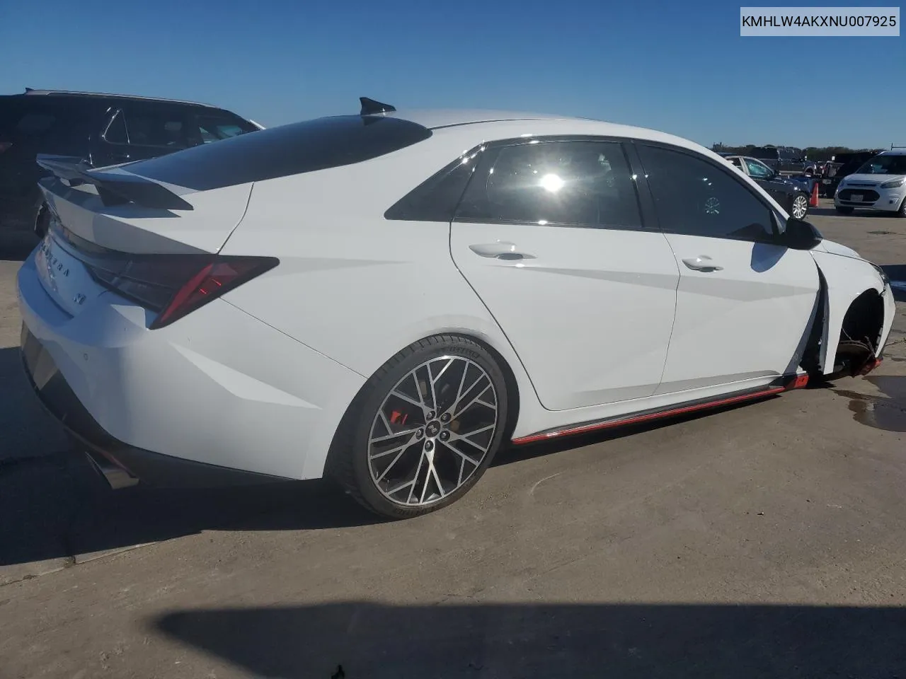 2022 Hyundai Elantra N VIN: KMHLW4AKXNU007925 Lot: 78886384