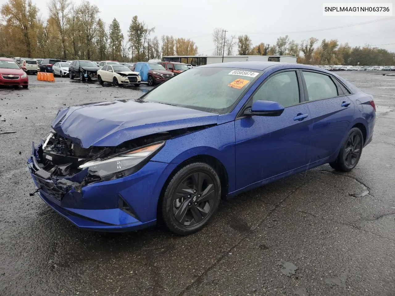 2022 Hyundai Elantra Sel VIN: 5NPLM4AG1NH063736 Lot: 80585674