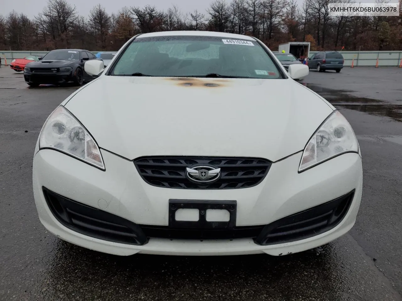 2011 Hyundai Genesis Coupe 2.0T VIN: KMHHT6KD6BU063978 Lot: 44910344