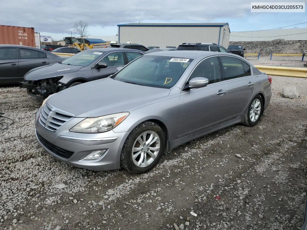 2012 Hyundai Genesis 3.8L VIN: KMHGC4DD3CU205573 Lot: 39523024