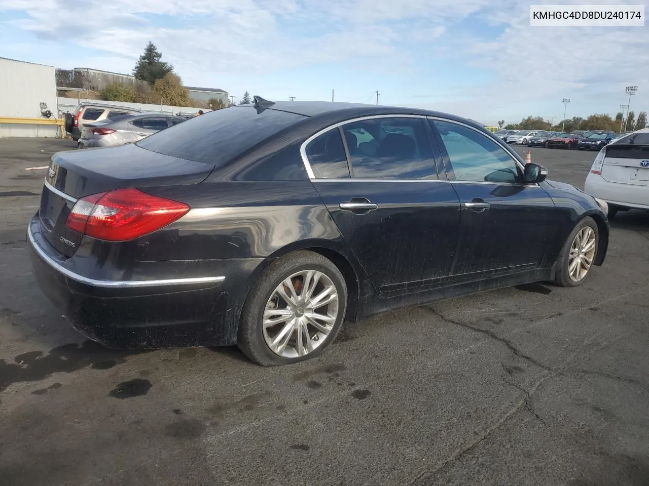 2013 Hyundai Genesis 3.8L VIN: KMHGC4DD8DU240174 Lot: 78200774