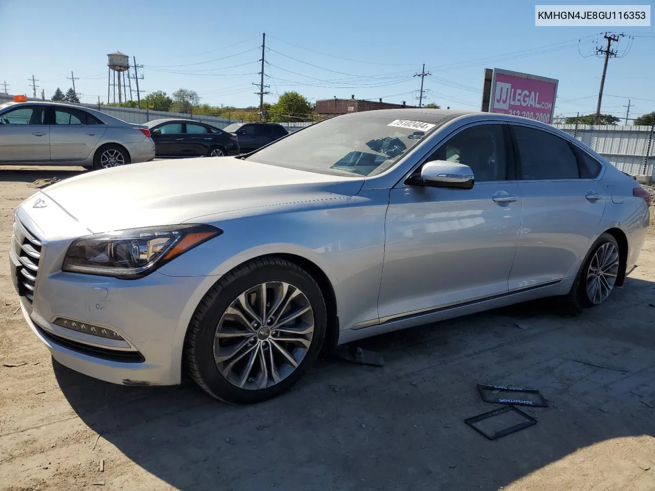 2016 Hyundai Genesis 3.8L VIN: KMHGN4JE8GU116353 Lot: 75102484