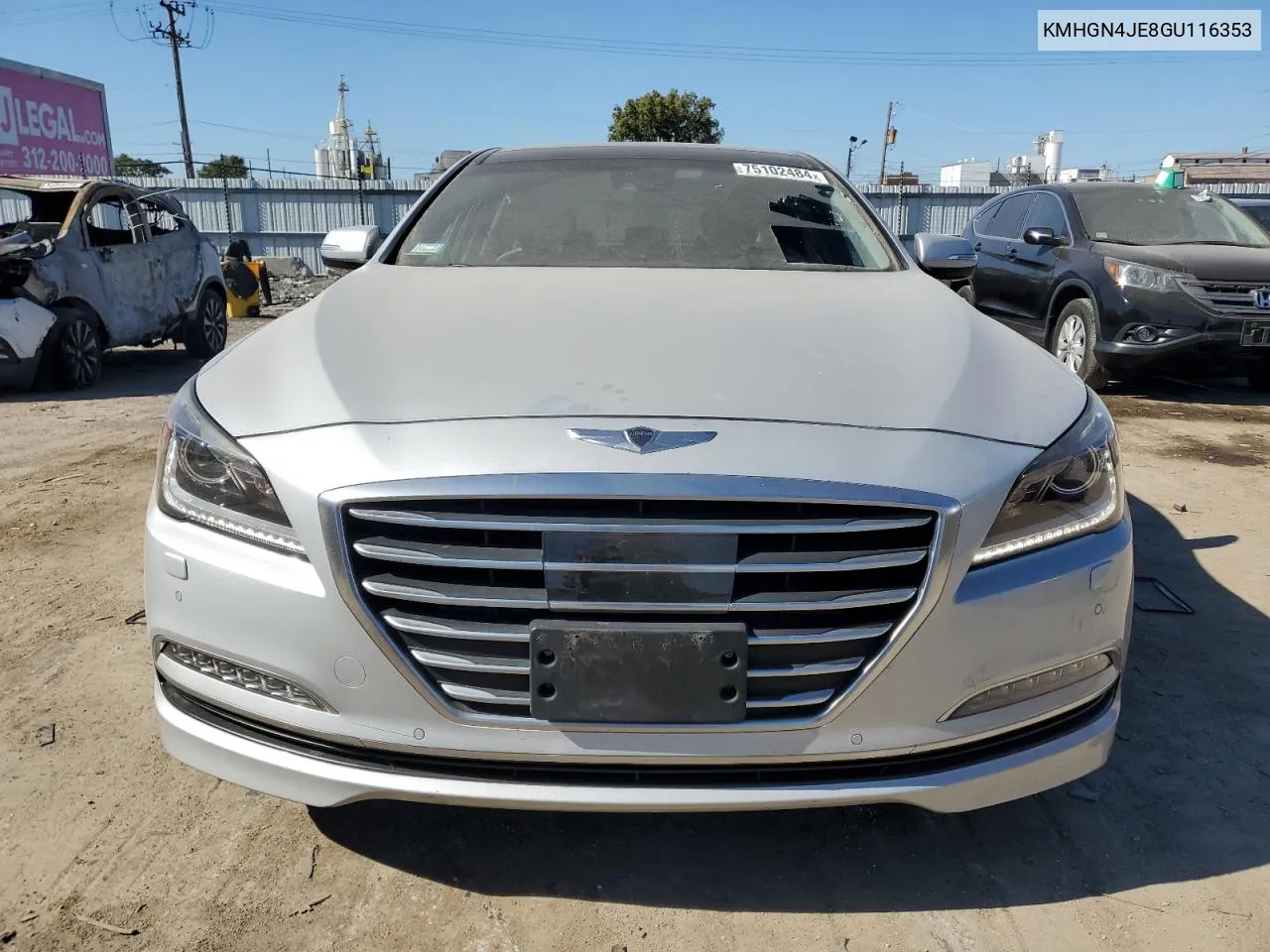 2016 Hyundai Genesis 3.8L VIN: KMHGN4JE8GU116353 Lot: 75102484