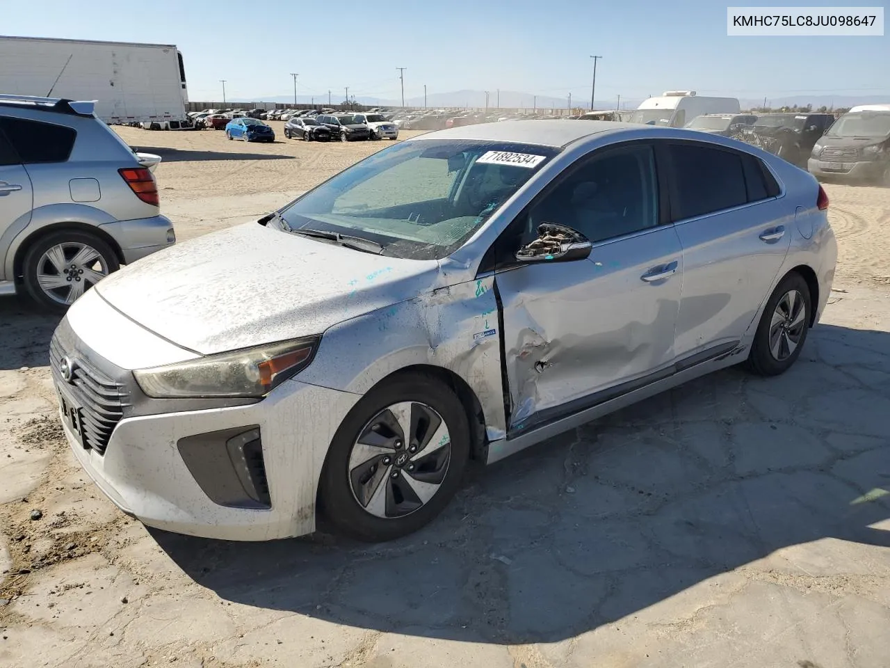 2018 Hyundai Ioniq Sel VIN: KMHC75LC8JU098647 Lot: 71892534