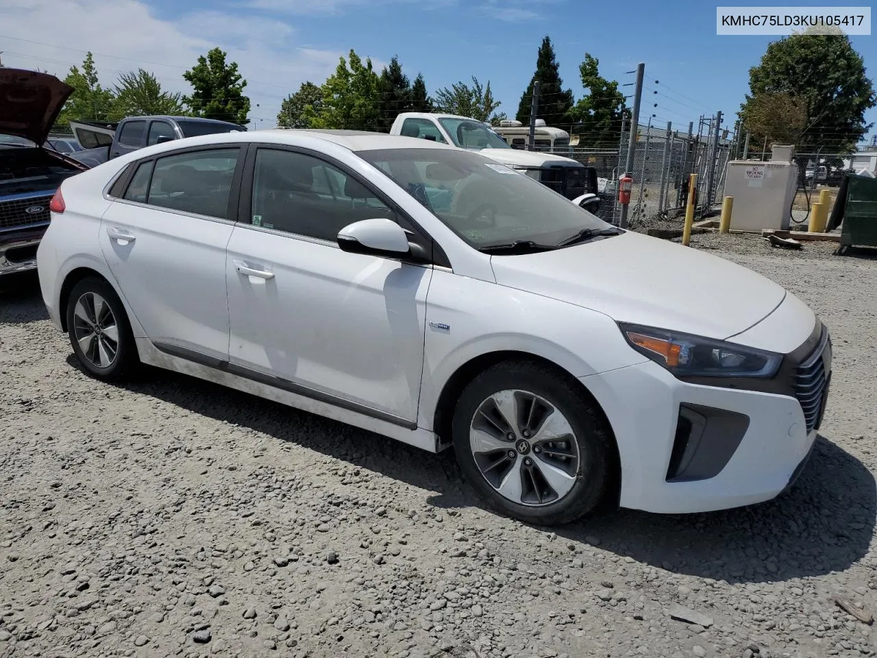 KMHC75LD3KU105417 2019 Hyundai Ioniq Limited