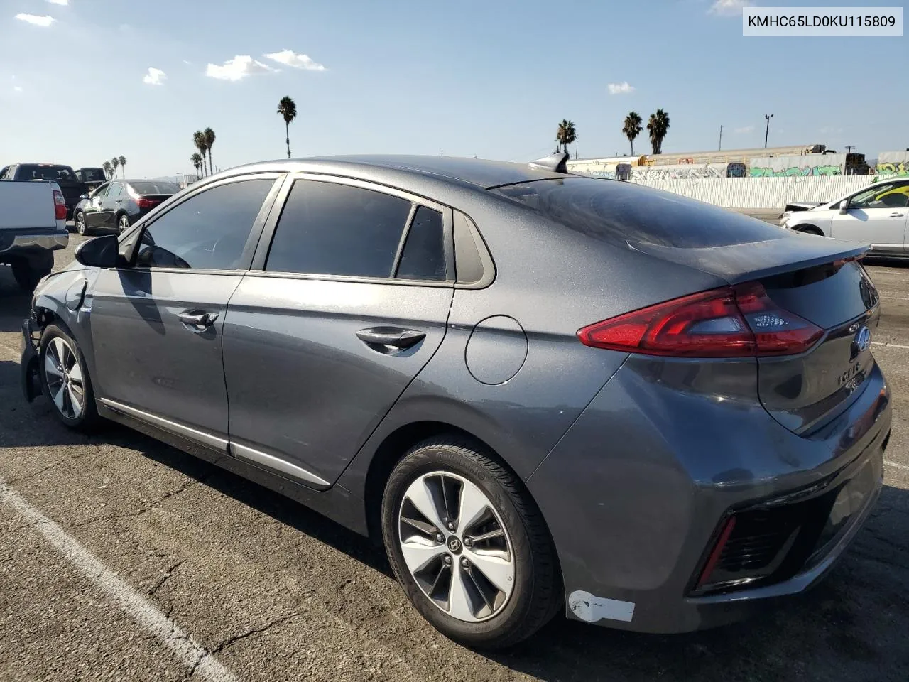 2019 Hyundai Ioniq VIN: KMHC65LD0KU115809 Lot: 71447374