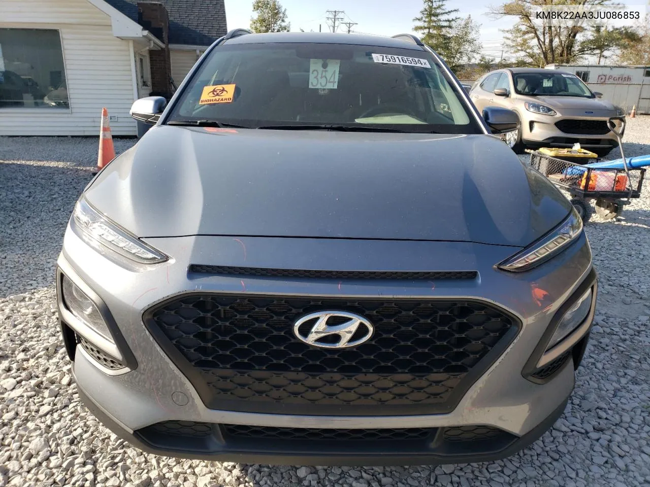 2018 Hyundai Kona Sel VIN: KM8K22AA3JU086853 Lot: 75916594