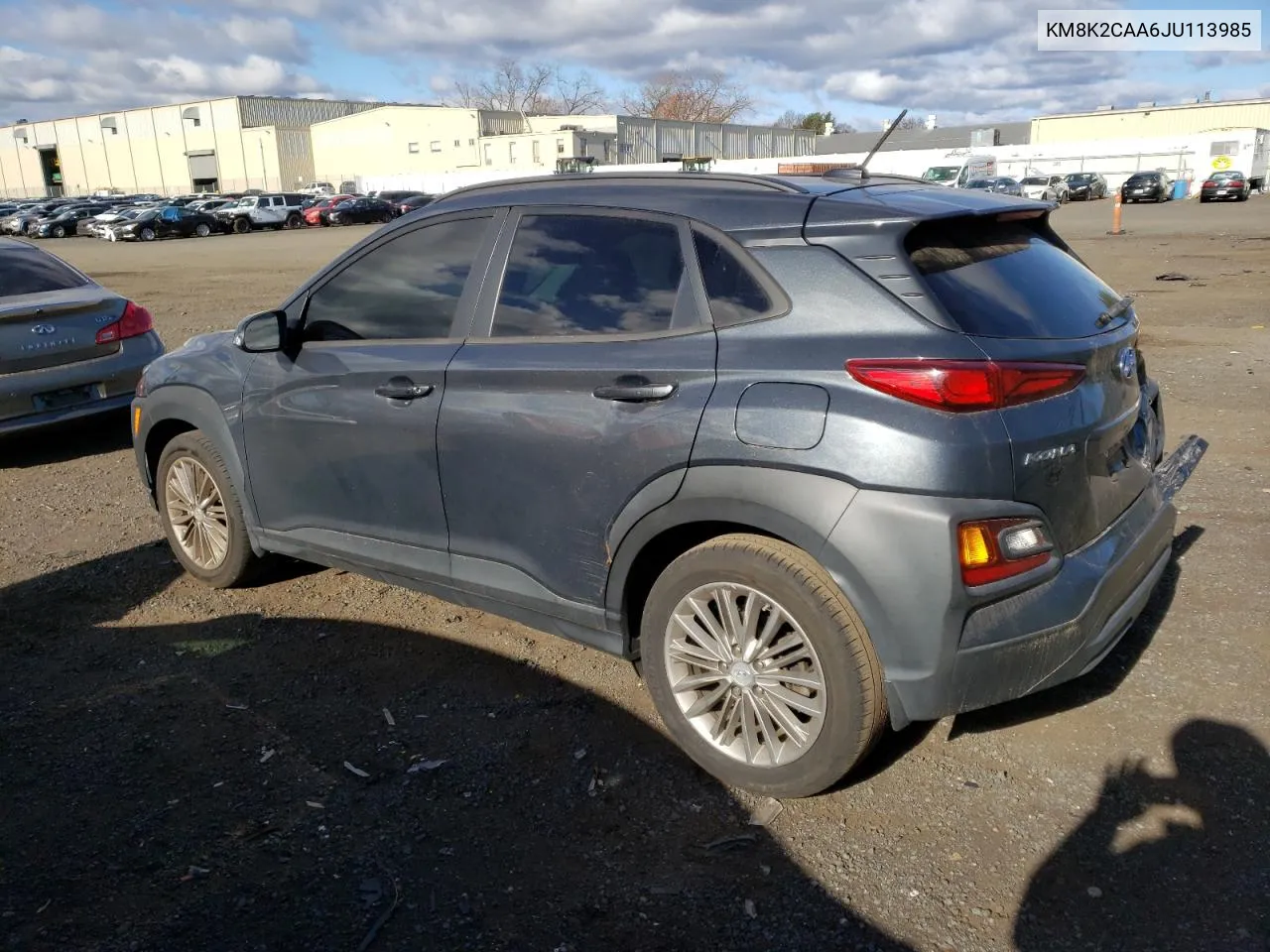 2018 Hyundai Kona Sel VIN: KM8K2CAA6JU113985 Lot: 79721684