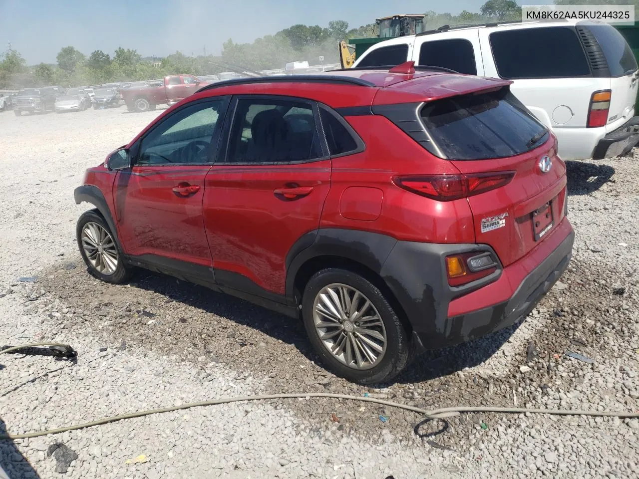 2019 Hyundai Kona Sel VIN: KM8K62AA5KU244325 Lot: 58671204