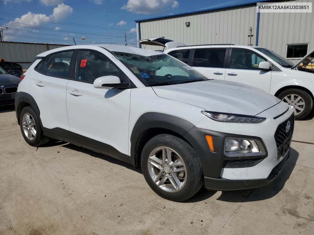 2019 Hyundai Kona Se VIN: KM8K12AA6KU303851 Lot: 60216244