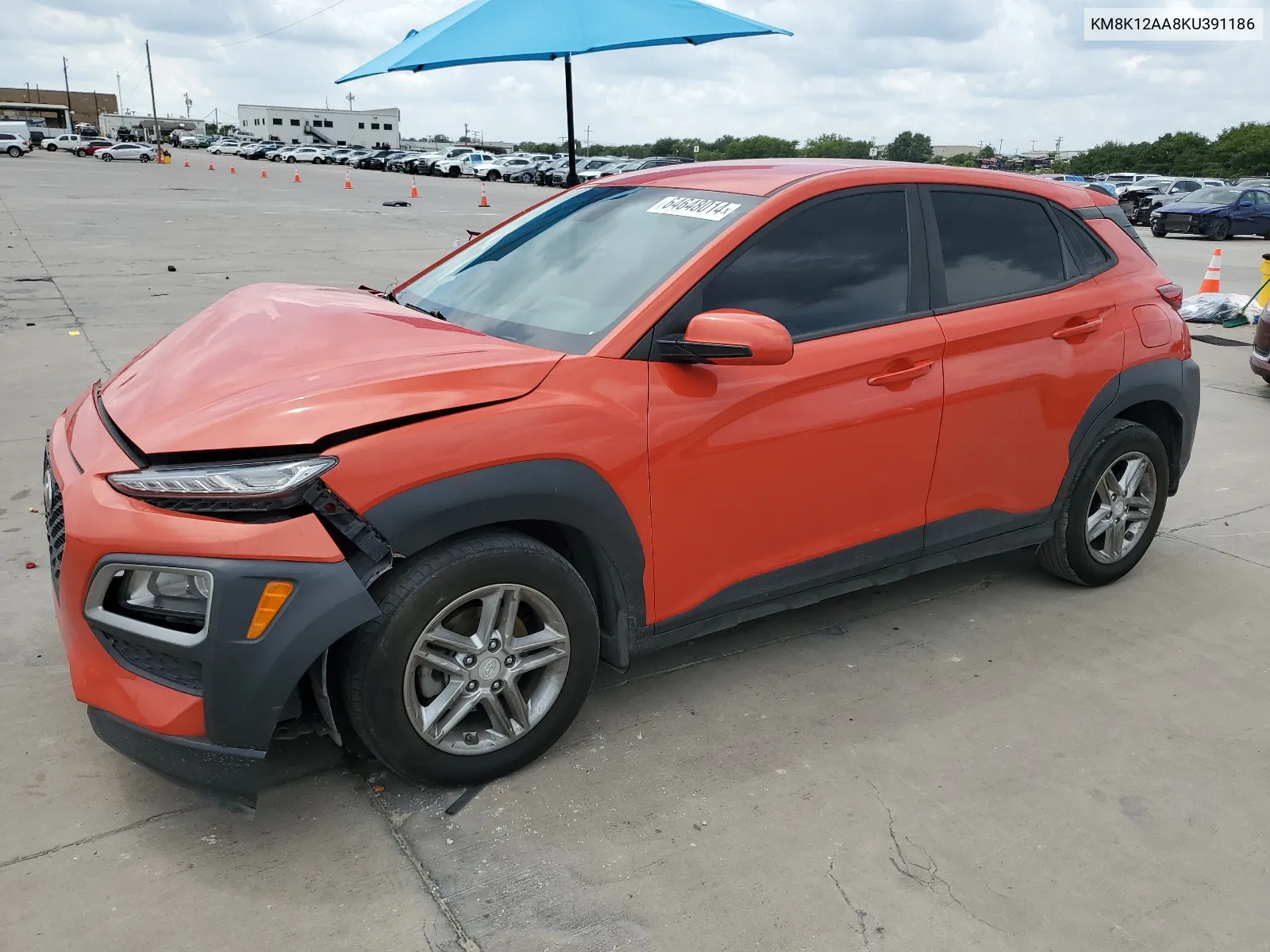 2019 Hyundai Kona Se VIN: KM8K12AA8KU391186 Lot: 64648014