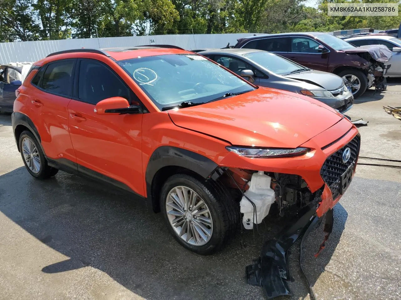 2019 Hyundai Kona Sel VIN: KM8K62AA1KU258786 Lot: 68892554