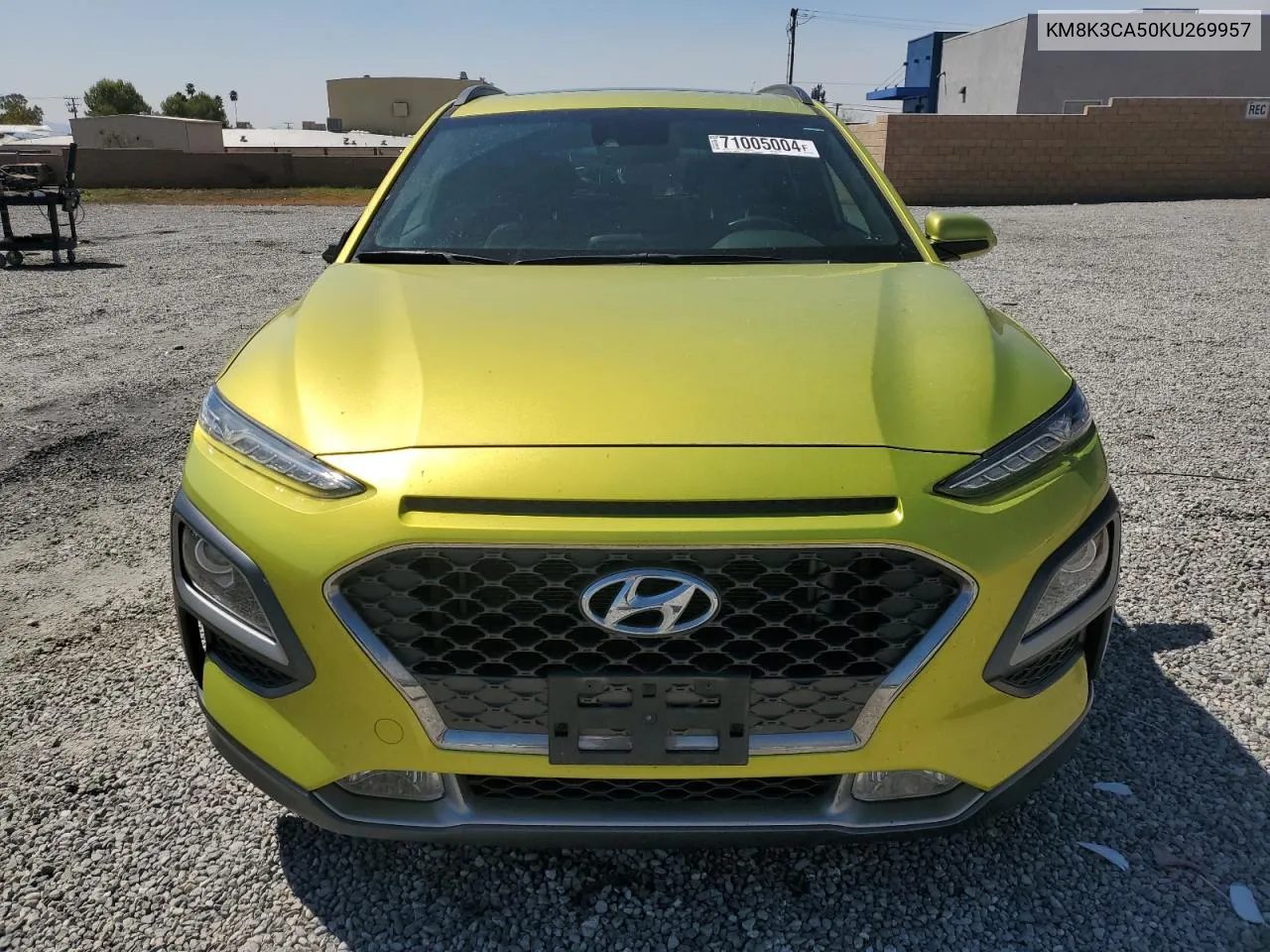 2019 Hyundai Kona Limited VIN: KM8K3CA50KU269957 Lot: 71005004