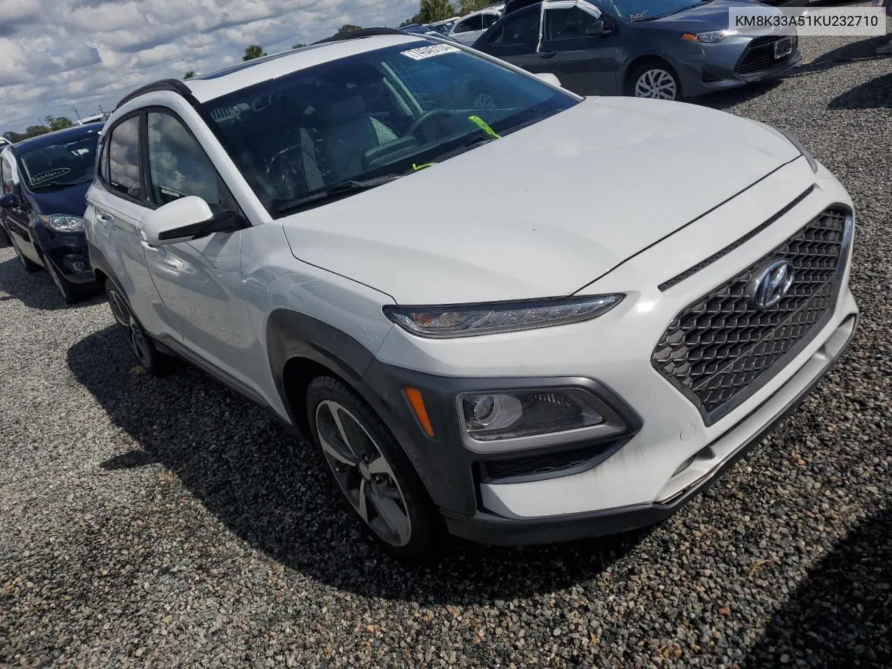 2019 Hyundai Kona Limited VIN: KM8K33A51KU232710 Lot: 74045104