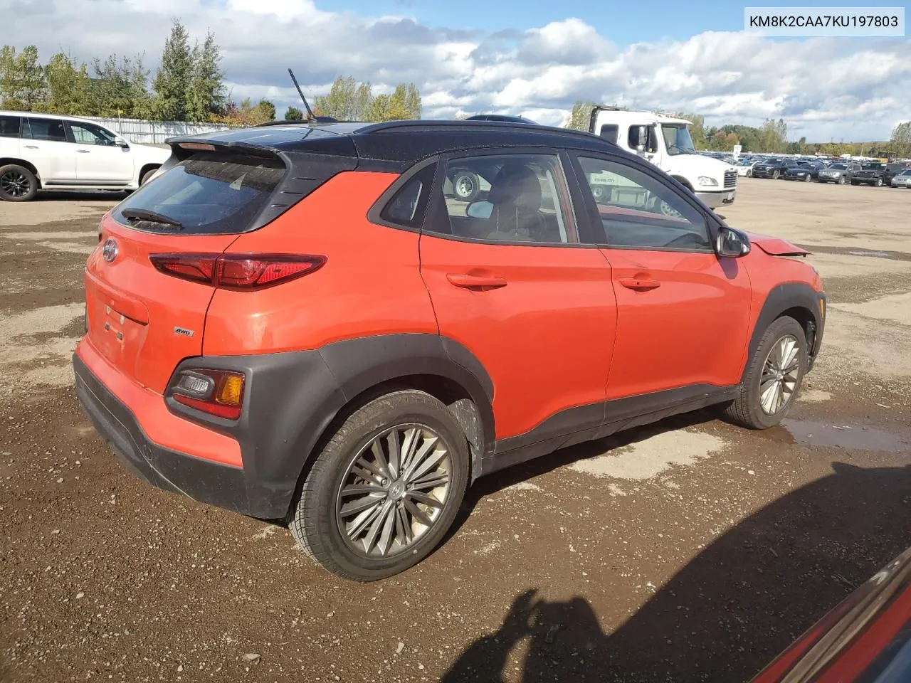 2019 Hyundai Kona Sel VIN: KM8K2CAA7KU197803 Lot: 74749594