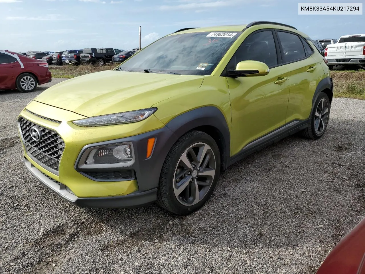 2019 Hyundai Kona Limited VIN: KM8K33A54KU217294 Lot: 74982914