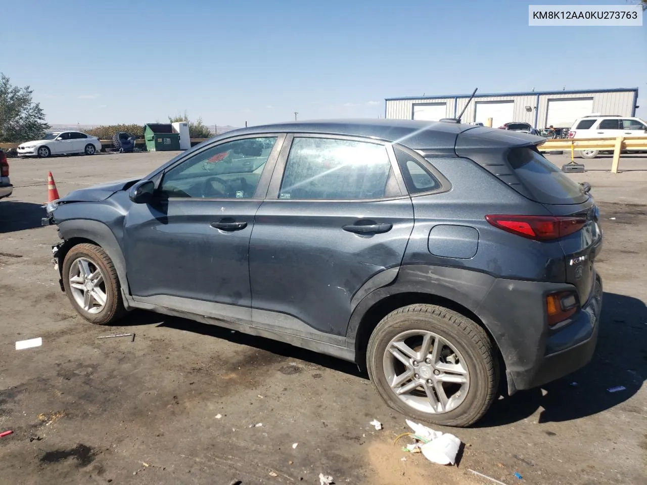 2019 Hyundai Kona Se VIN: KM8K12AA0KU273763 Lot: 75218394