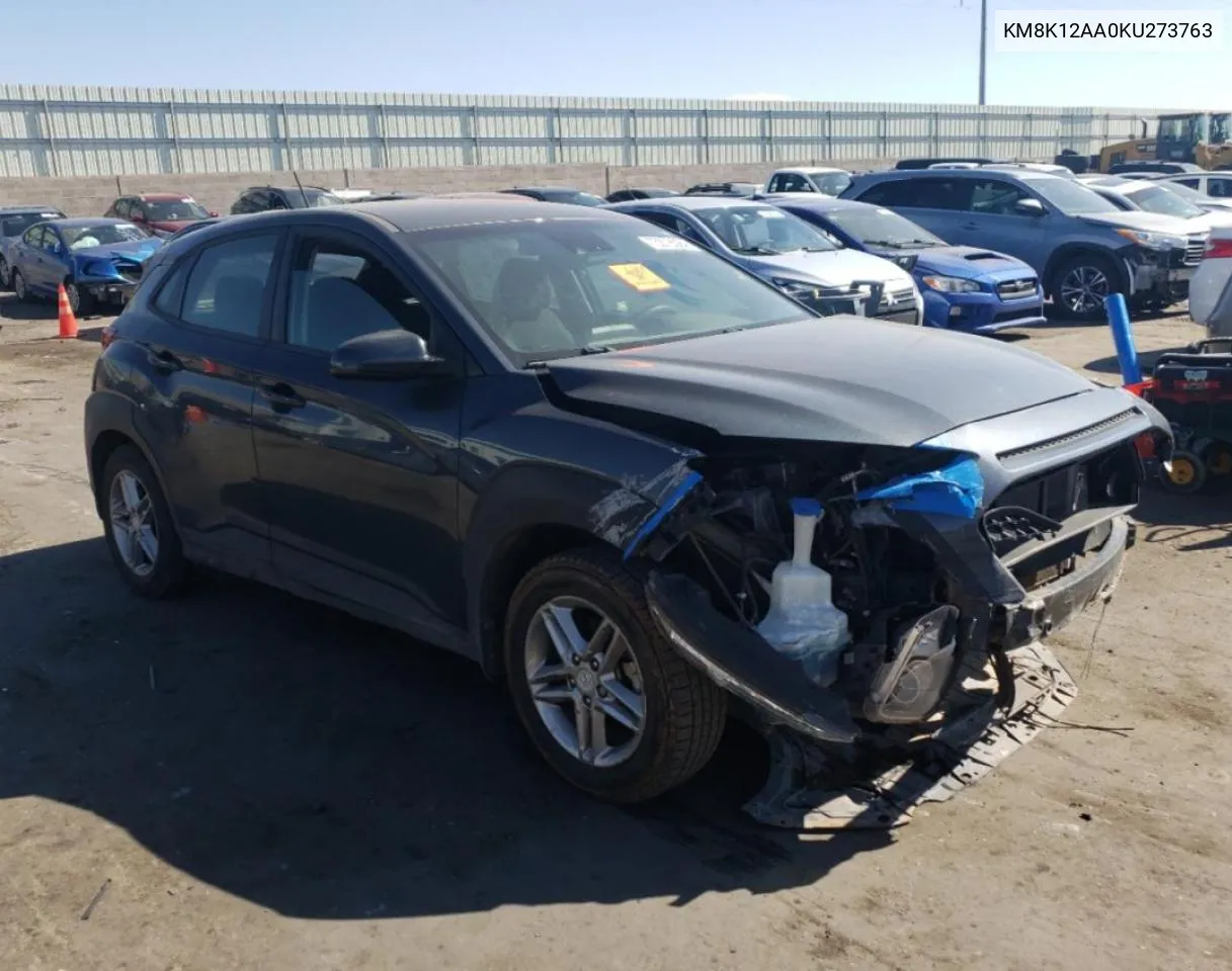 2019 Hyundai Kona Se VIN: KM8K12AA0KU273763 Lot: 75218394