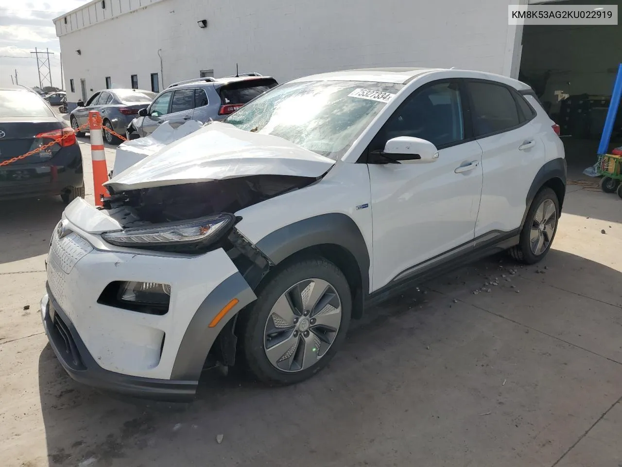 2019 Hyundai Kona Ultimate VIN: KM8K53AG2KU022919 Lot: 75327334