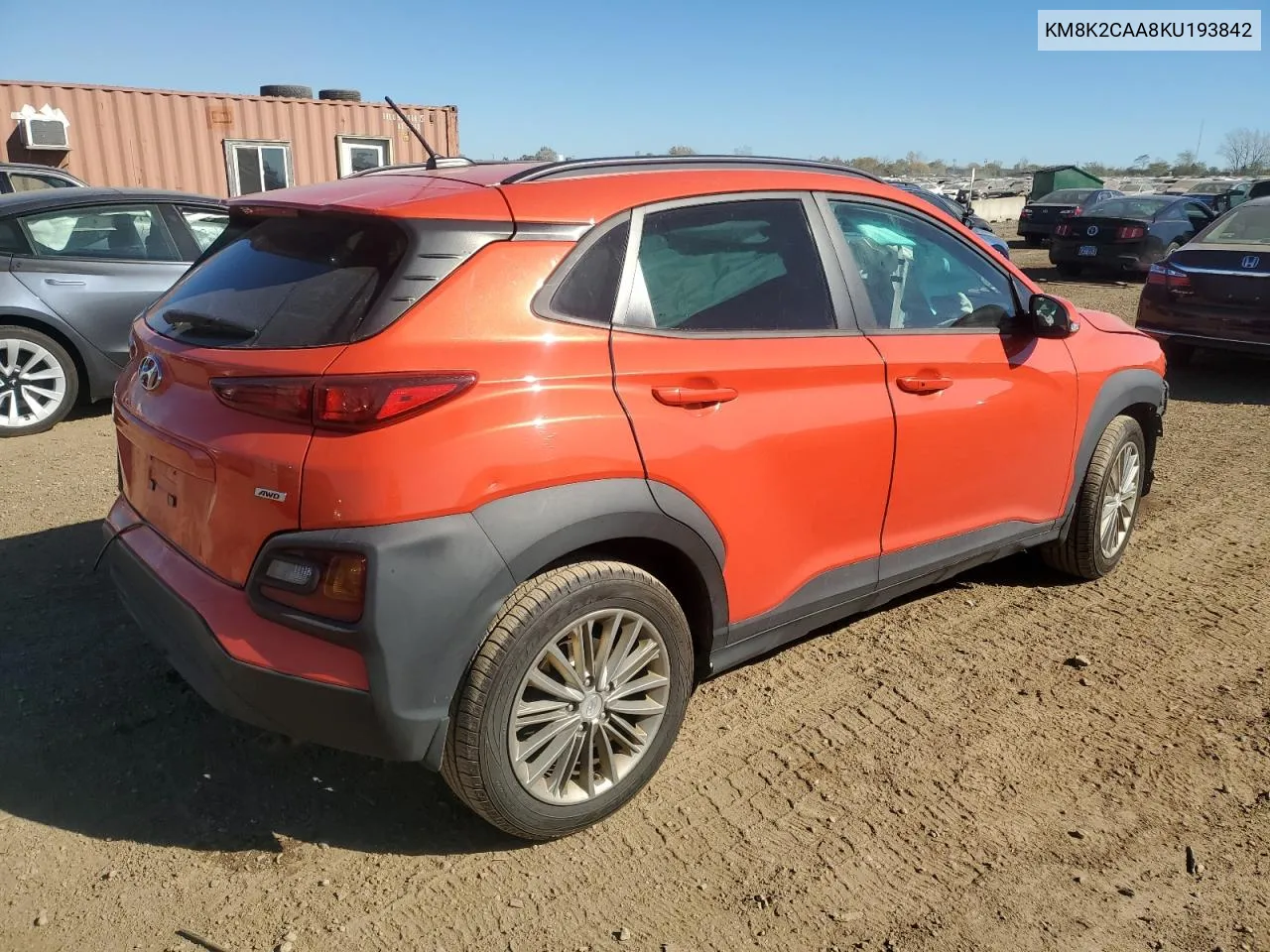 2019 Hyundai Kona Sel VIN: KM8K2CAA8KU193842 Lot: 75897484