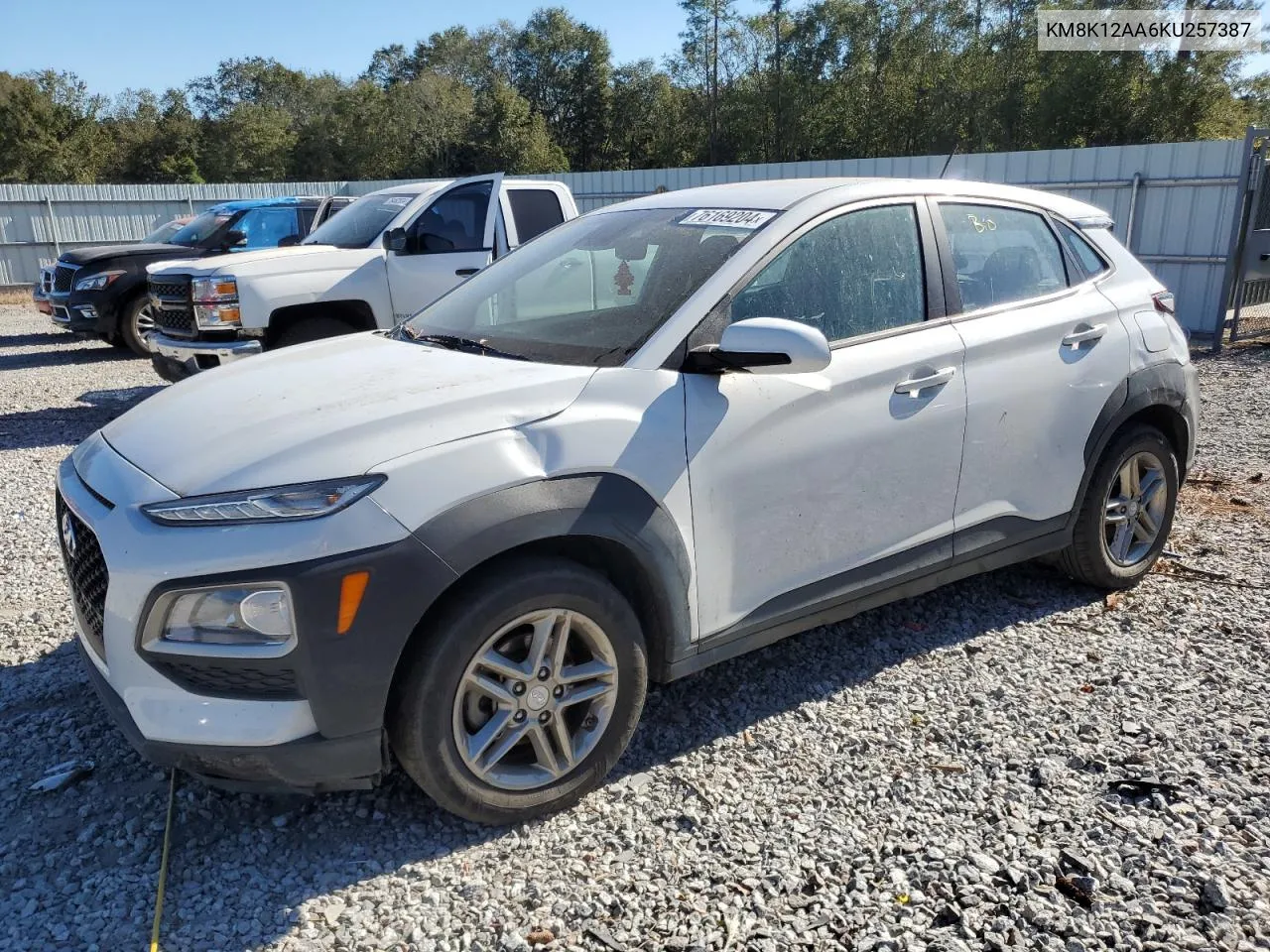 2019 Hyundai Kona Se VIN: KM8K12AA6KU257387 Lot: 76169204