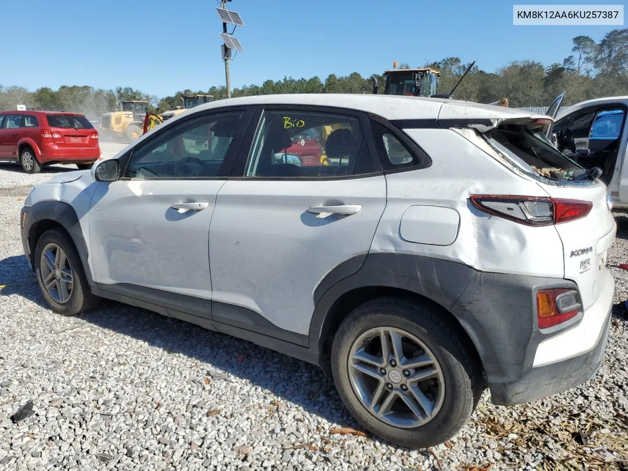 2019 Hyundai Kona Se VIN: KM8K12AA6KU257387 Lot: 76169204