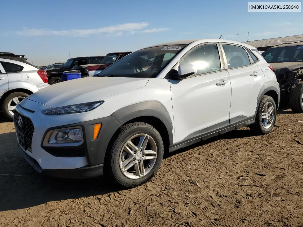 2019 Hyundai Kona Se VIN: KM8K1CAA5KU258648 Lot: 76329274